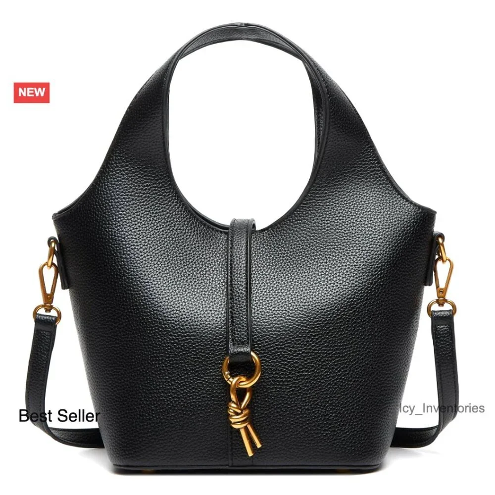 PU Leather Bucket Bag Hobo Shoulder Crossbody Tote Small Purse